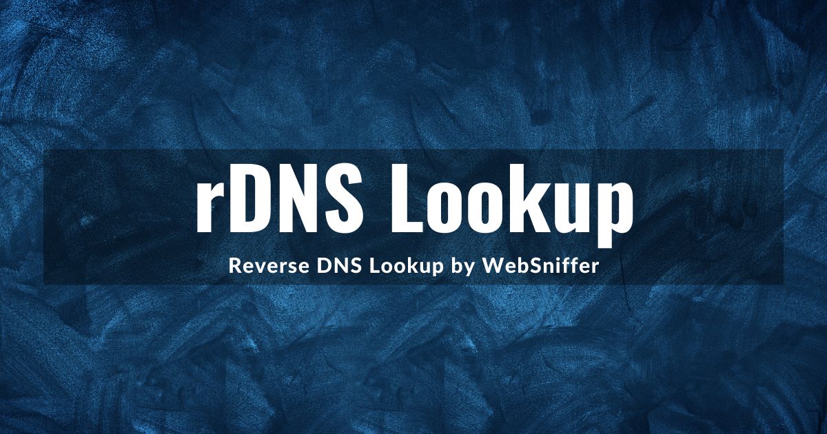 The WebSniffer Platform Now Supports Reverse DNS Lookups